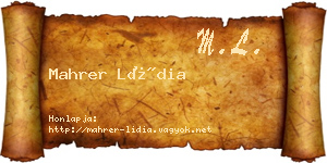 Mahrer Lídia névjegykártya